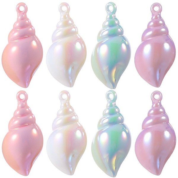 

PandaHall SUNNYCLUE 16Pcs 4 Style Acrylic Pendants, AB Color, Conch Charm, Mixed Color, 43.5x22x17mm, Hole: 2.5mm, 4pcs/style Acrylic Shell..., Multicolor