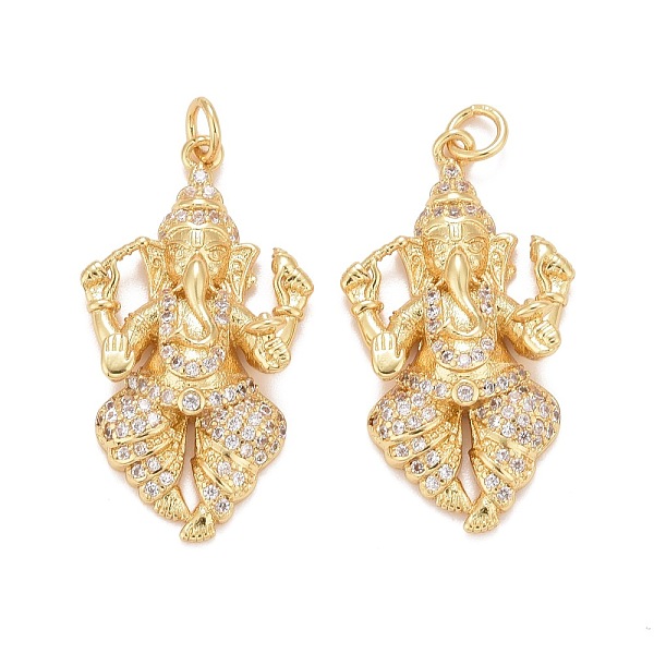 

PandaHall Rack Plating Brass Micro Pave Cubic Zirconia Pendants, with Jump Rings, Cadmium Free & Lead Free & Nickle Free, Elephant, Real 18K..., Clear