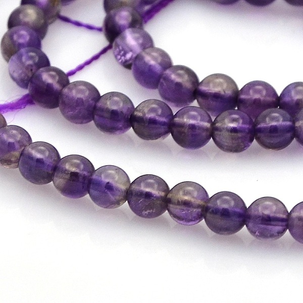 

PandaHall Natural Amethyst Round Beads Strands, Medium Purple, 4mm, Hole: 1mm, about 95pcs/strand, 15.7 inch Amethyst Round Purple