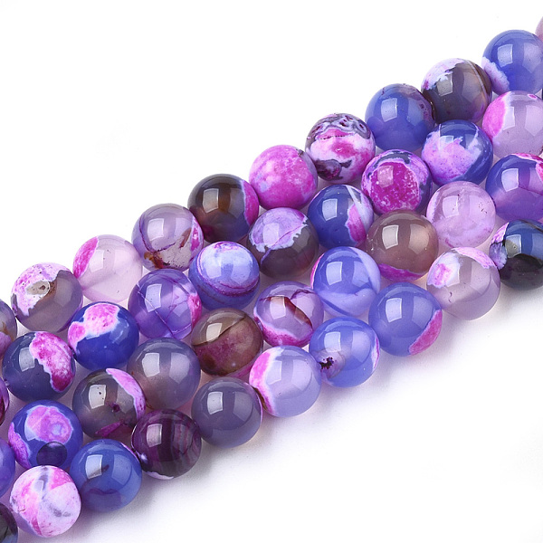 

PandaHall Natural Fire Crackle Agate Beads Strands, Dyed, Round, Colorful, 8mm, Hole: 1mm, about 46~48pcs/strand, 14.56 inch~15.15 inch Fire...