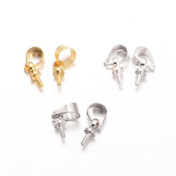 

PandaHall Brass Peg Bails Pendants, For Half Drilled Beads, Mixed Color, 11x4.5x3mm, Hole: 4x3.5mm, Pin: 1mm Brass