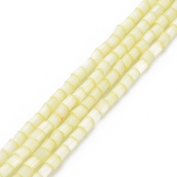 

PandaHall Glass Silk Stain Style Beads Strands, Tube, Champagne Yellow, 1.5~5x2mm, Hole: 0.8mm, about 185~187pcs/strand, 15.55 inch~15.75...