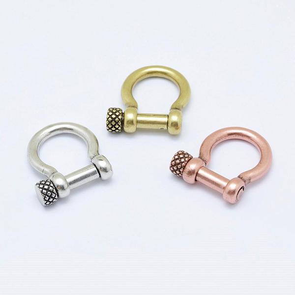 

PandaHall Brass D-Ring Anchor Shackle Clasps, Cadmium Free & Nickel Free & Lead Free, Mixed Color, 18x21x6mm, Hole: 11x13mm Brass