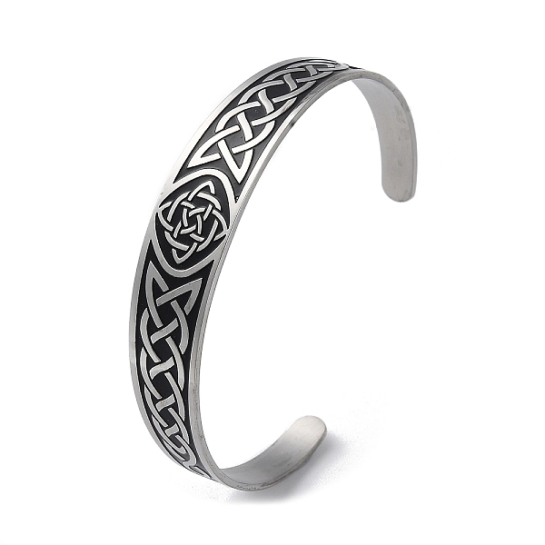 

PandaHall 304 Stainless Steel Cuff Bangles, Enamel Trinity Knot Open Bangle, Stainless Steel Color, Inner Diameter: 2-1/4x2-5/8 inch...