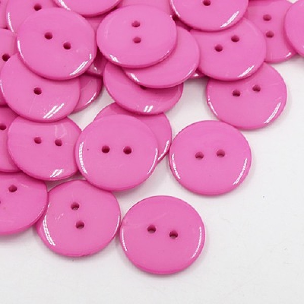 

PandaHall Acrylic Sewing Buttons, Plastic Buttons for Costume Design, 2-Hole, Dyed, Flat Round, Fuchsia, 17x2mm, Hole: 1mm Acrylic Flat..., Pink