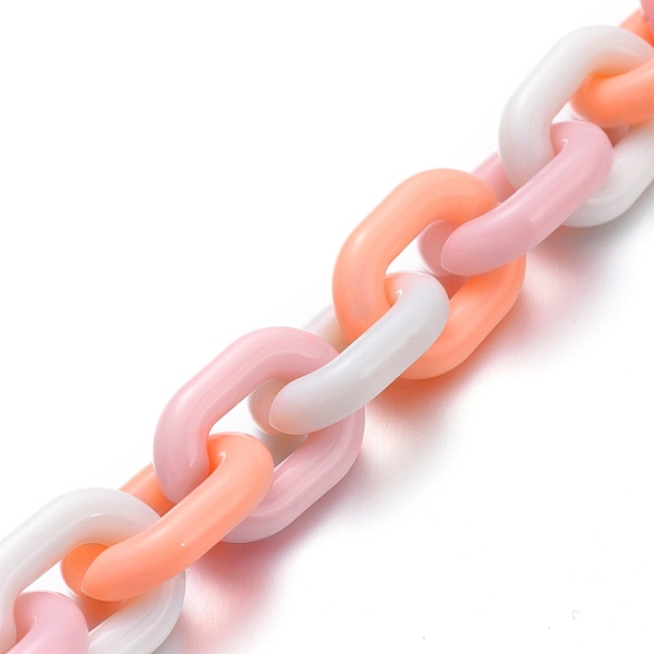 

PandaHall Handmade Opaque Acrylic Cable Chains, Oval, PeachPuff, Link: 19x14x4mm, about 39.37 inch(1m)/strand Acrylic Brown