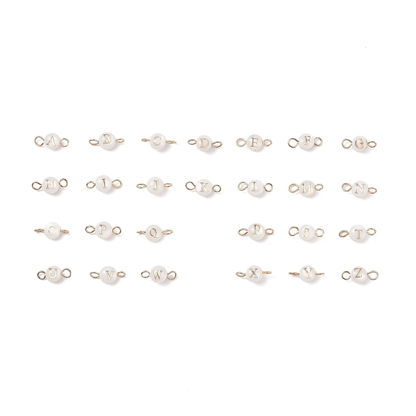 

PandaHall 26Pcs 26 Styles Natural Freshwater Shell Beads Connector Charms, with Golden Tone 304 Stainless Steel Double Loops, Flat Round...
