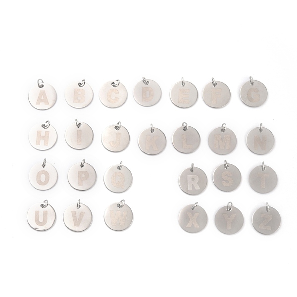 

PandaHall 304 Stainless Steel Charms, with Jump Rings, Laser Cut, Flat Round with Letter, Stainless Steel Color, 13x0.8mm, Hole: 2.5mm 304...