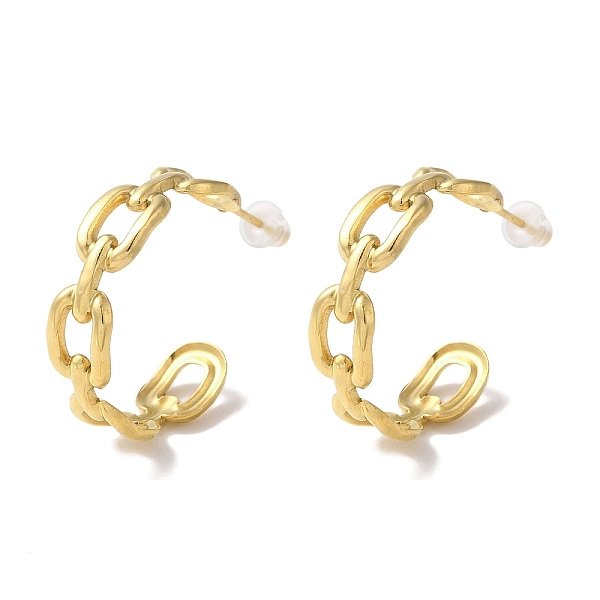 

PandaHall Vacuum Plating 201 Stainless Steel Studs Earring, with 304 Stainless Steel Pin, Chain Link, Real 18K Gold Plated, 24x6.7mm...