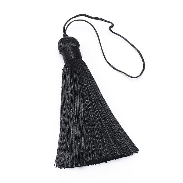 

PandaHall Polyester Cord Tassel Big Pendants, Black, 85x12mm Polyester Black