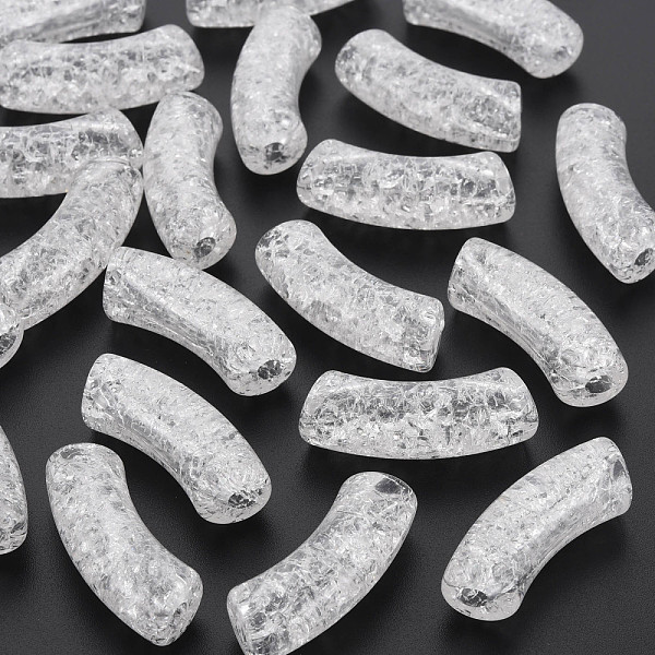 

PandaHall Transparent Crackle Acrylic Beads, Curved Tube, White, 35x11.5x13.5mm, Hole: 3.5mm, about 148pcs/500g Acrylic Tube White