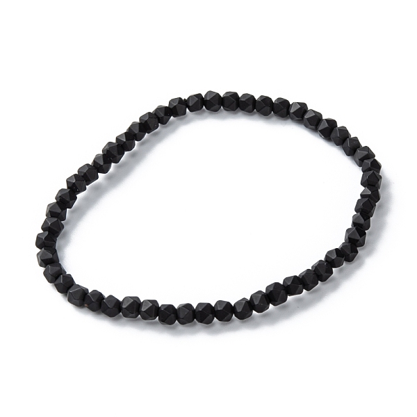 

PandaHall Frosted Glass Beads Stretch Bracelets, Faceted, Polygon, Black, Beads: 3x4mm, Inner Diameter: 2 inch(5.2cm) Glass Black