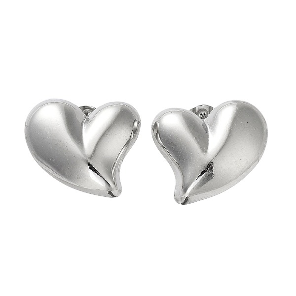 

PandaHall Heart 304 Stainless Steel Stud Earrings for Women, Stainless Steel Color, 22x25.5mm 304 Stainless Steel Heart