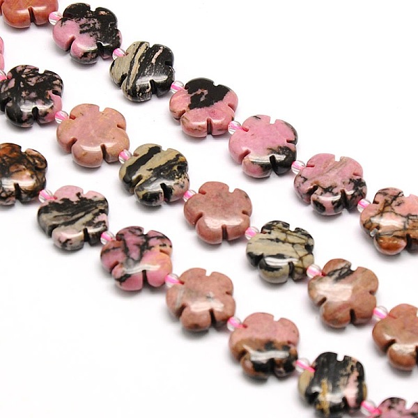 

PandaHall Natural Rhodonite Flower Beads Strands, 15x5.5mm, Hole: 1mm, about 27pcs/strand, 16.53 inch Rhodonite Flower