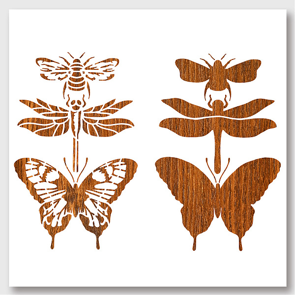 

PandaHall 2 Pcs 2 Styles Layered Butterfly Pattern Painting Templates, Dragonfly Bee Pattern Hollow Out Drawing Painting Stencils for DIY..., Black