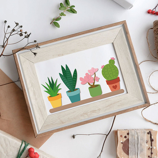 

PandaHall GLOBLELAND 2pcs Potted Plants Cutting Dies Metal Succulents Cacti Pots Embossing Stencils Die Cuts for Paper Card Making...