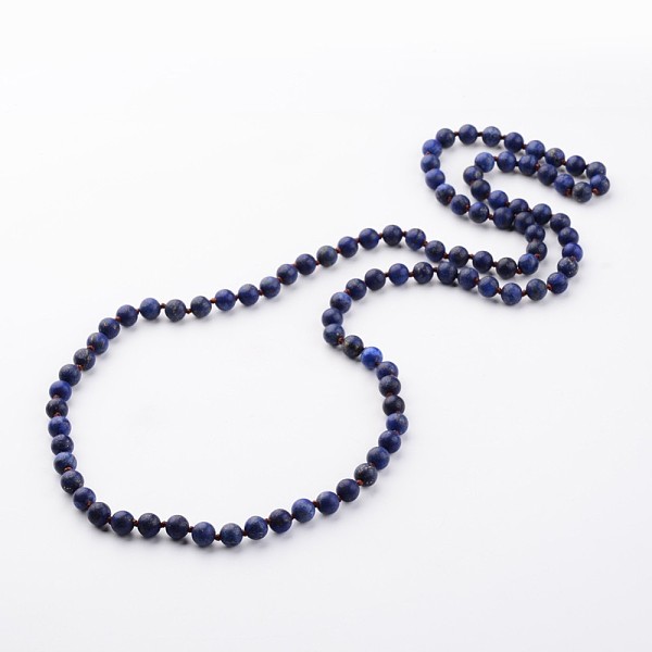 

PandaHall Natural Lapis Lazuli Necklaces, Beaded Necklaces, Dyed, Frosted, 37 inch Lapis Lazuli