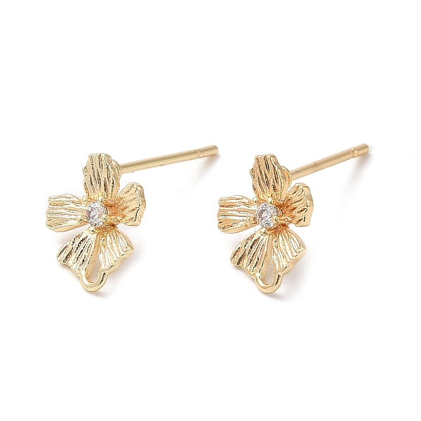 

PandaHall Brass Micro Pave Cubic Zirconia Stud Earring Finding, Flower, with Horizontal Loop, Nickel Free, Real 18K Gold Plated, 9x7.8mm...