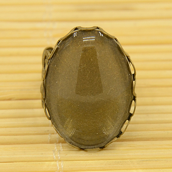 

PandaHall DIY Antique Bronze Brass Pad Ring Making, with Oval Tray and Transparent Clear Glass Cabochons, Nickel Free, Ring: 16mm, Tray...