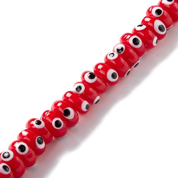 

PandaHall Handmade Evil Eye Lampwork Beads, Flat Round, Red, 9.5~10.5x5~5.5mm, Hole: 3.5~4mm, about 30pcs/strand, 5.71~5.91 inch(14.5~15cm)...