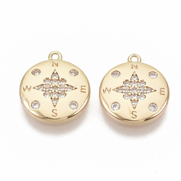 

PandaHall Brass Micro Pave Cubic Zirconia Charms, Nickel Free, Real 18K Gold Plated, Compass, Clear, 12.5x11x1.5mm, Hole: 0.9mm Brass+Cubic...