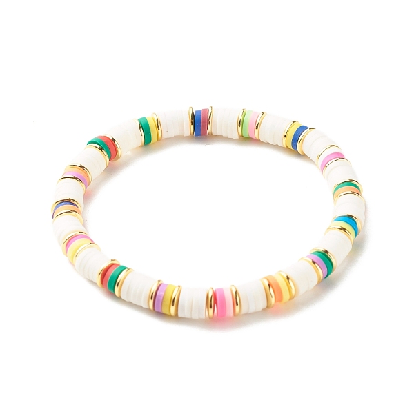 

PandaHall Disc Beads Energy Power Stretch Bracelet for Teen Girl Women, Handmade Polymer Clay & Synthetic Hematite Beads Bracelet, Colorful...