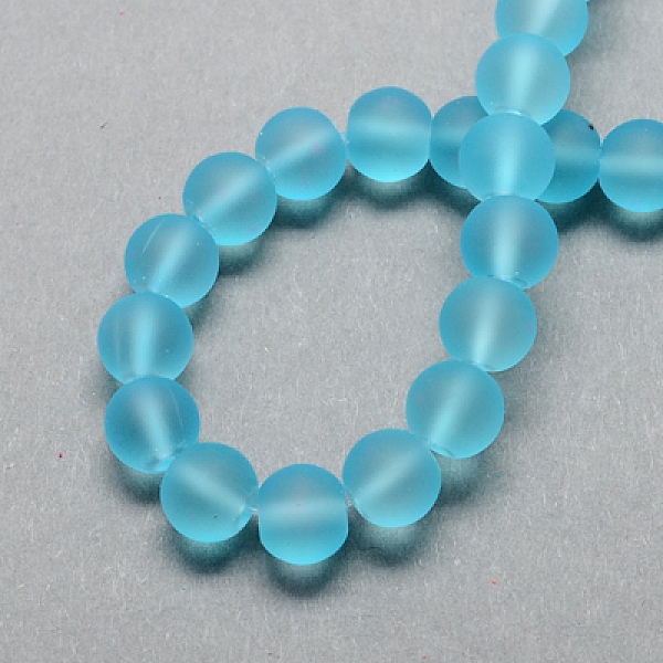 

PandaHall Transparent Glass Bead Strands, Frosted, Round, Light Sky Blue, 10mm, Hole: 1.3~1.6mm, about 80pcs/strand, 31.4 inch Glass Round...