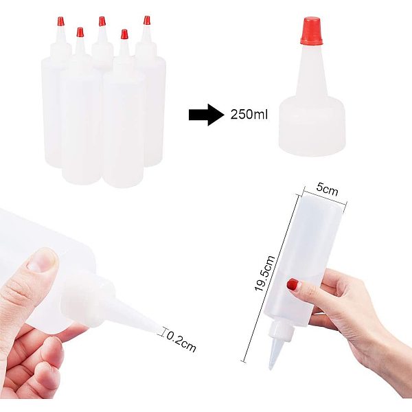 パンダホール1セットプラスチック接着剤ボトル白い空のボトル赤いボトルキャップdiy液体製品用の穴通し多目的ボトル5x19.5cm