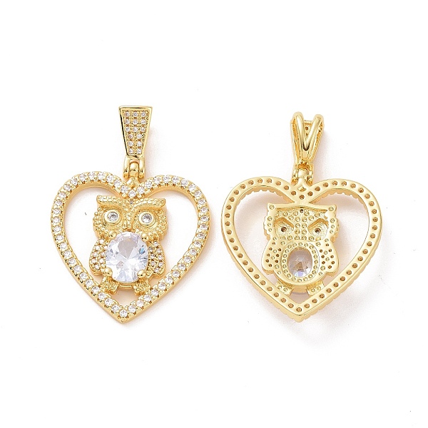 

PandaHall Brass Micro Pave Clear Cubic Zirconia Pendants, Heart with Owl Charms, Golden, Clear, 32.5x30x6mm, Hole: 3.5x8mm Brass+Cubic...