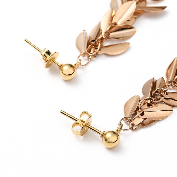 

PandaHall Brass Leaf Tassel Earrings, with Ear Nuts and 304 Stainless Steel Stud Earring Findings, Golden, 105mm, Pin: 0.8mm Brass Leaf