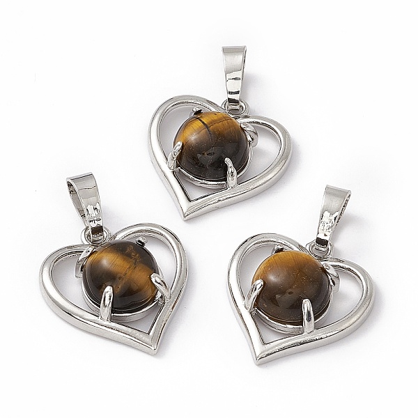 

PandaHall Natural Tiger Eye Pendants, Heart Charms, with Platinum Tone Brass Findings, Cadmium Free & Nickel Free & Lead Free...