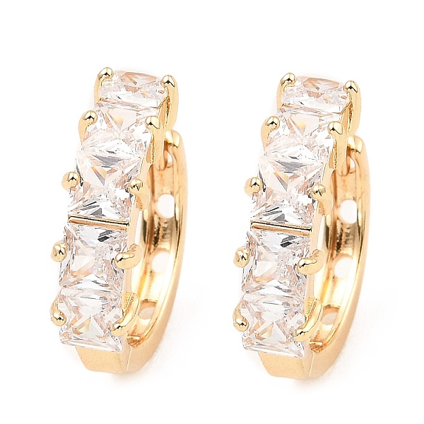 

PandaHall Brass Micro Pave Cubic Zirconia Hoop Earrings, Square, Light Gold, 18x20x5.5mm Cubic Zirconia Square Clear