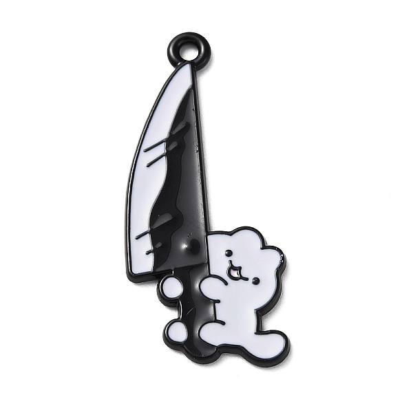 

PandaHall Alloy Enamel Pendants, Black, Knife with Cat Charm, 36x17x1.3mm, Hole: 1.8mm Alloy+Enamel Cat Shape Black