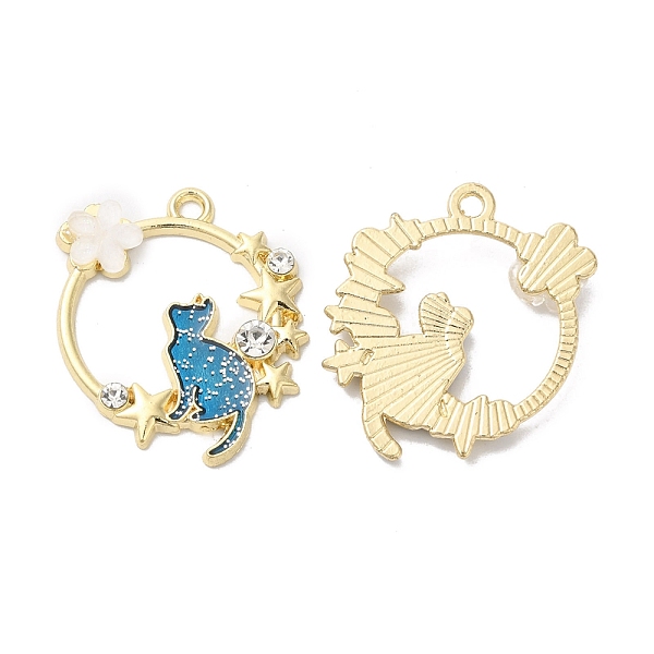 

PandaHall Alloy Enamel Pendants, Golden, Rhinestone, Round wtih Cat, Flower with Star, Blue, 25x22.5x3mm, Hole: 2mm Alloy Rhinestone+Enamel...