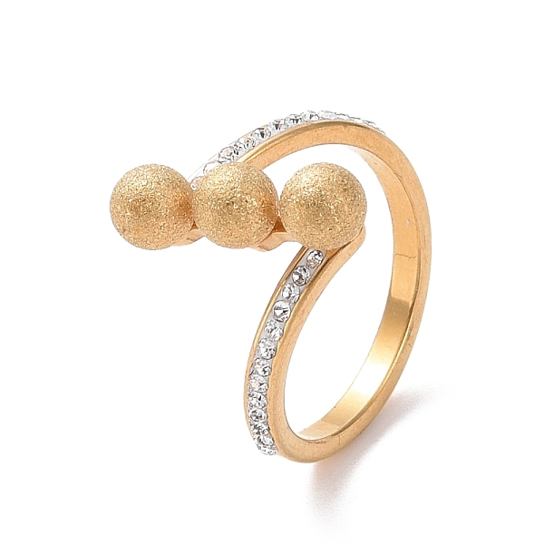 

PandaHall Crystal Rhinestone Triple Round Ball Finger Ring, Ion Plating(IP) 304 Stainless Steel Jewelry for Women, Golden, US Size 7(17.3mm)..., Clear