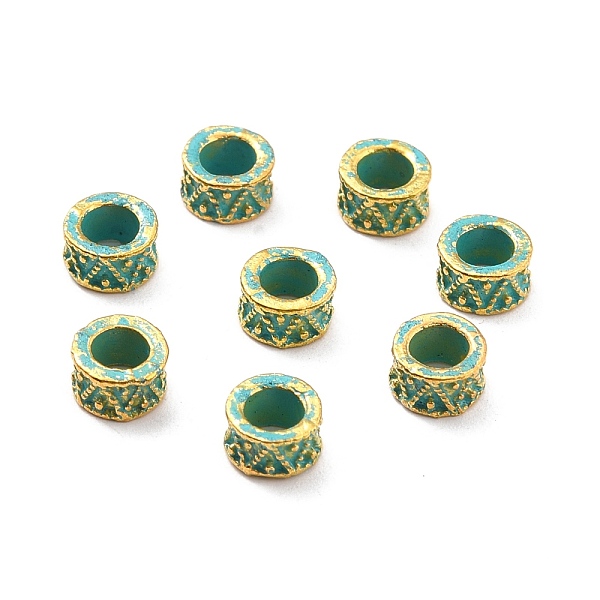 

PandaHall Tibetan Style Alloy Beads, Column, Golden & Green Patina, 6x3.5mm, Hole: 3.5mm Alloy Column