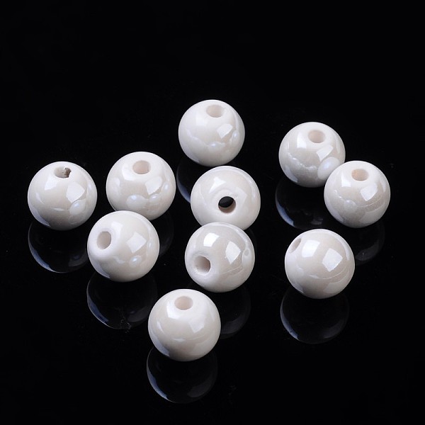 

PandaHall Pearlized Handmade Porcelain Round Beads, White, 11mm, Hole: 2mm Porcelain Round White