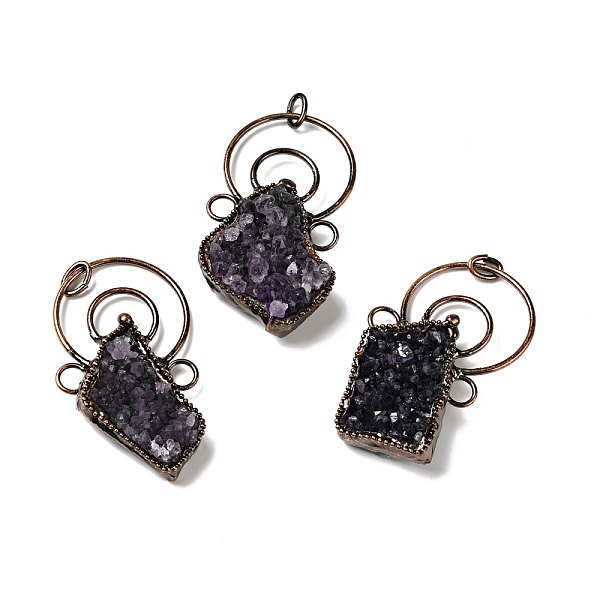 

PandaHall Natural Amethyst Nuggets Big Pendants, Large Hole Pendants, with Red Copper Tone Brass Findings, Cadmium Free & Lead Free, Rhombus...