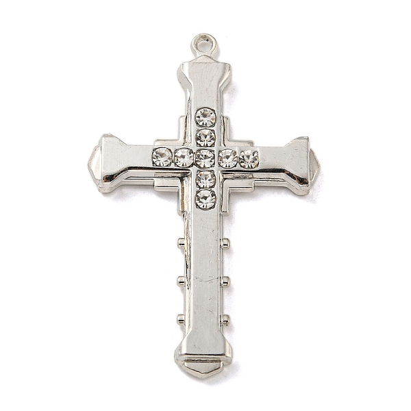 

PandaHall Alloy with Rhinestone Pendants, Cross Charms, Platinum, 54x35x5.5mm, Hole: 2mm Alloy+Rhinestone Cross
