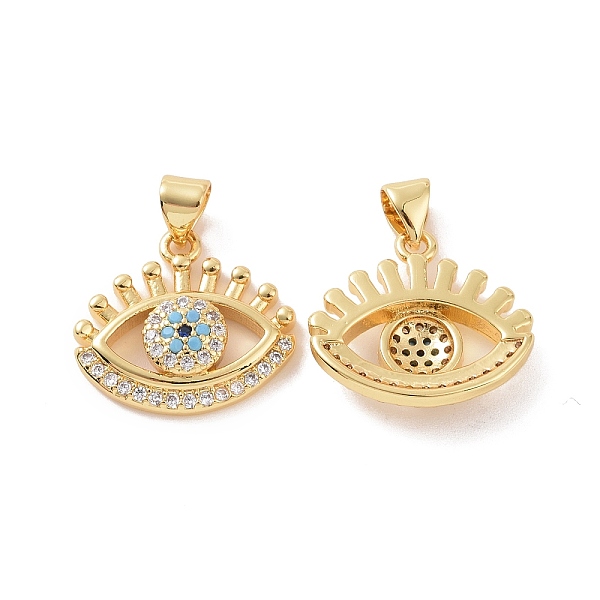 

PandaHall Brass Micro Pave Cubic Zirconia Pendants, Evil Eye Charm, Golden, 21x18x4mm, Hole: 5x3mm Brass+Cubic Zirconia Evil Eye Cyan