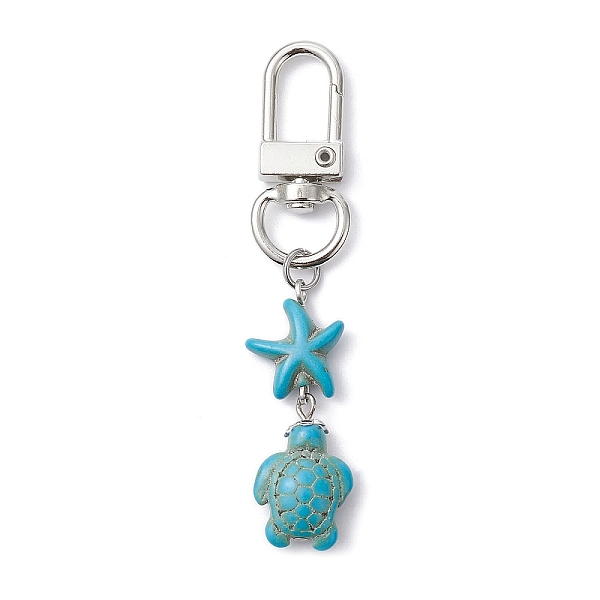 

PandaHall Synthetic Turquoise Pendant Decoration, with Alloy Swivel Clasps, Sea Turtle & Starfish, Platinum, 73mm Synthetic Turquoise..., Green