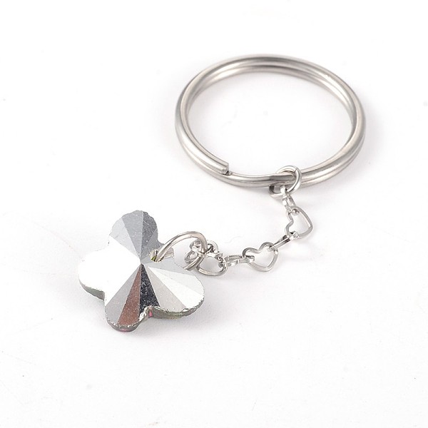 

PandaHall Stainless Steel Keychain, with Butterfly Glass Pendant, Colorful, 72mm Stainless Steel Butterfly