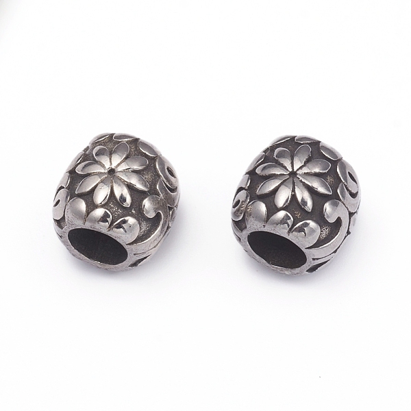 

PandaHall 304 Stainless Steel European Beads, Large Hole Beads, Barrel with Flower, Antique Silver, 9.5x10.5mm, Hole: 5.5mm 304 Stainless...