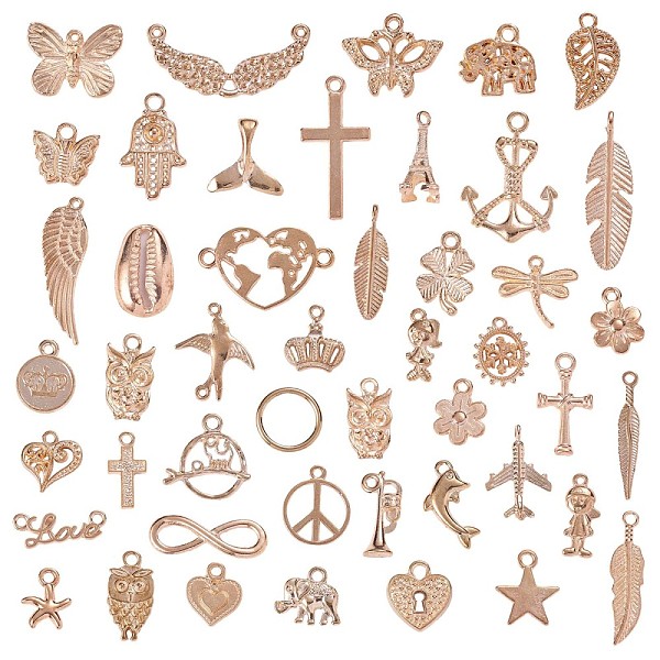 

PandaHall 47Pcs Alloy Pendants, for Jewelry Necklace Bracelet Earring Making Crafts, Mixed Shapes, Rose Gold, 13~15x10~24mm Alloy Mixed...