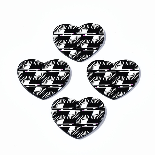

PandaHall 3D Printed Acrylic Pendants, Black and White, Heart with Fan Pattern, Black, 31.5x38.5x2.5mm, Hole: 1.6mm Acrylic Heart Black