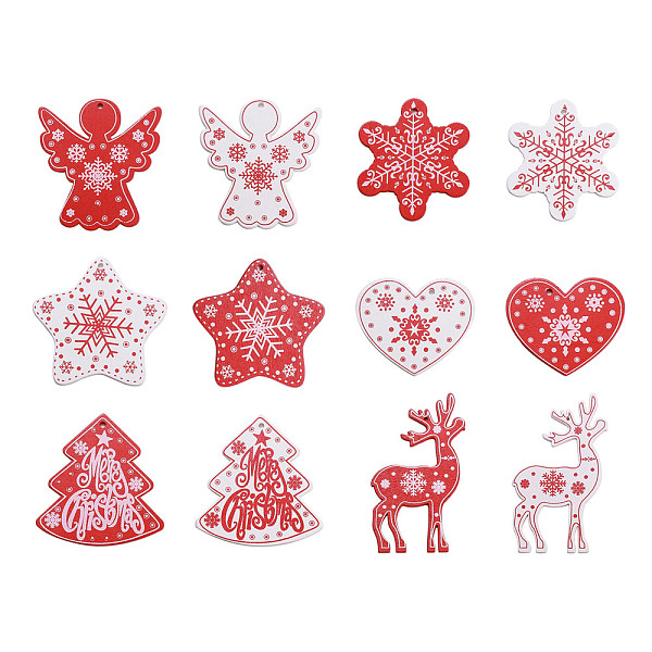 

PandaHall Wooden Ornaments, Christmas Tree Hanging Decorations, with Jute Twine, for Christmas Party Gift Home Decoration, Mixed Color..., Multicolor