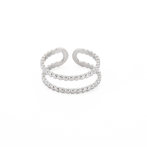 

PandaHall 304 Stainless Steel Double Line Open Cuff Ring for Women, Stainless Steel Color, US Size 8(18.1mm) 304 Stainless Steel