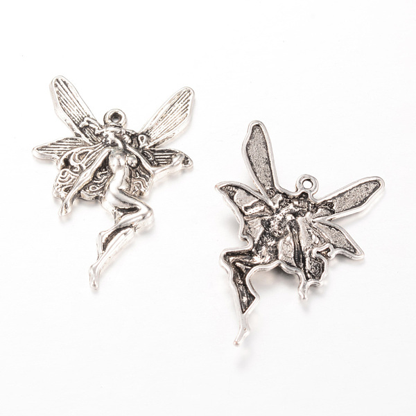 

PandaHall Tibetan Style Alloy Pendants, Fairy, Cadmium Free & Lead Free, Antique Silver, 42x29.5x4mm, Hole: 1.5mm Alloy Angel & Fairy