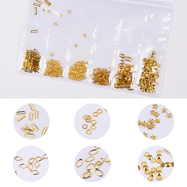 

PandaHall Brass Cabochons, Nail Art Decoration Accessories, Rectangle & Ring & Starfish/Sea Stars & Rhombus & Oval & Candy, Golden...