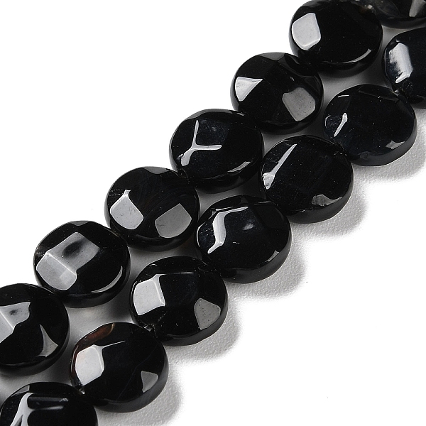 

PandaHall Natural Black Agate Beads Strands, Faceted, Flat Round, Dyed, 10~10.5x4.5~5.5mm, Hole: 1.2mm, about 20pcs/strand, 7.80 inch...